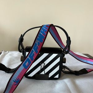 Off white diagonal stripes flap baby crossbody bag
